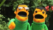Puppet John Flansburgh (left) and Puppet John Linnell (right)